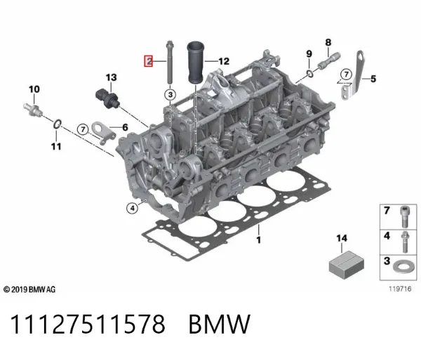 Śruba głowicy cylindrów 11127511578 BMW