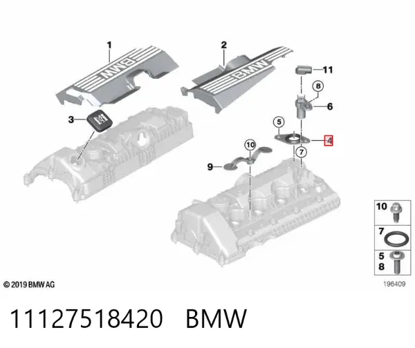 Uszczelka czujnika położenia wałka rozrządu 11127518420 BMW