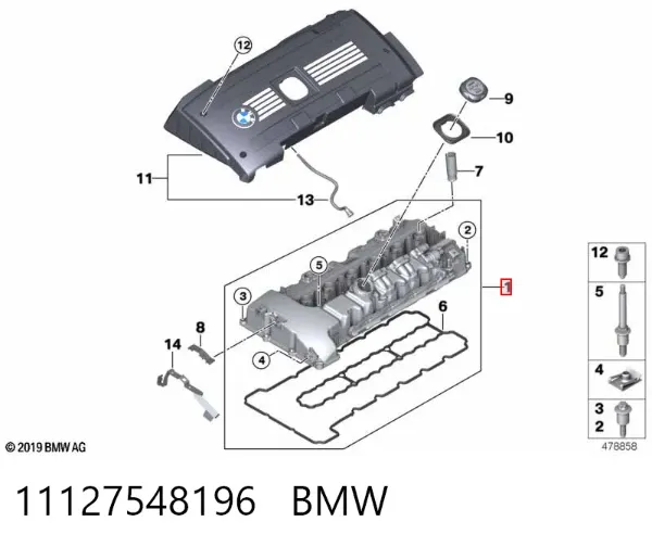 Pokrywa zaworowa 11127548196 BMW