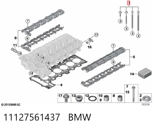 Śruba głowicy cylindrów 11127561437 BMW