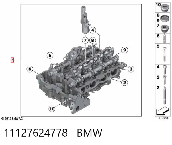 Głowica cylindrów 11127624778 BMW