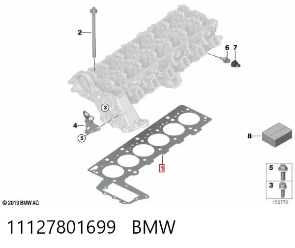 Uszczelka głowicy cylindrów 11127801699 BMW