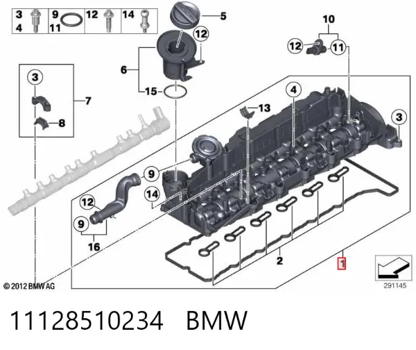 Pokrywa zaworowa 11128510234 BMW