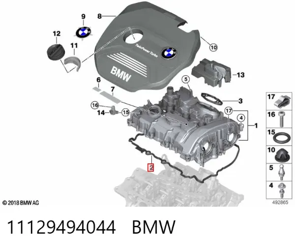 Uszczelka pokrywy zaworowej silnika 11129494044 BMW