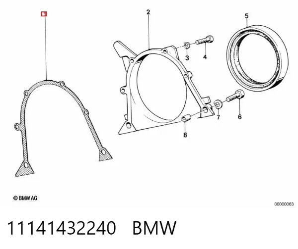 Uszczelka tylnej pokrywy bloku cylindrów 11141432240 BMW