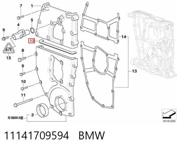 Uszczelka pokrywy przedniej silnika 11141709594 BMW
