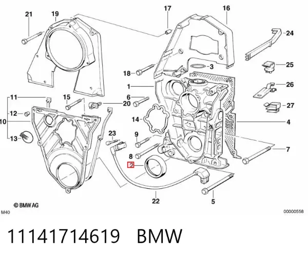 Uszczelniacz wału korbowego przedni 11141714619 BMW
