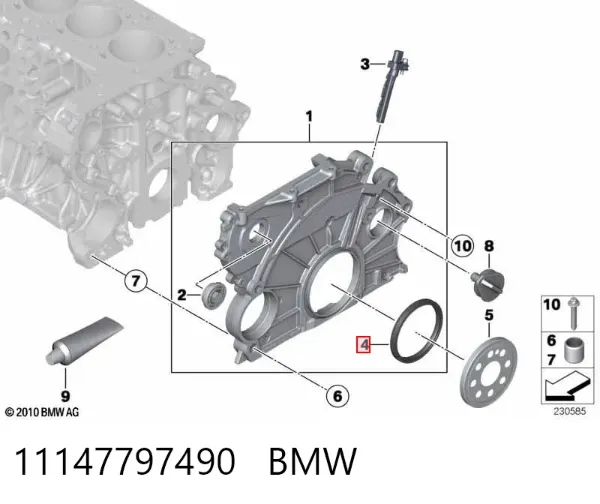 Uszczelniacz wału korbowego silnika tylny 11147797490 BMW