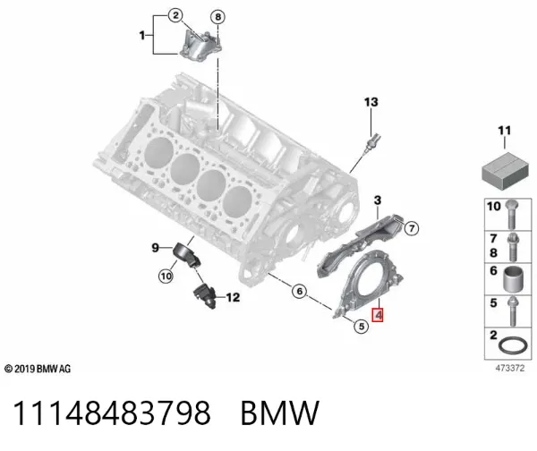 Uszczelniacz wału korbowego silnika tylny 11148483798 BMW