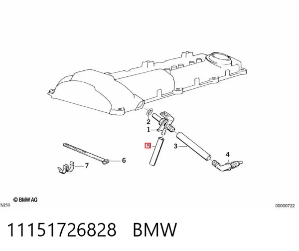 Króciec wentylacji kadłuba (separatora oleju) 11151726828 BMW