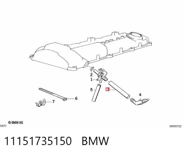 Króciec wentylacji kadłuba (separatora oleju) 11151735150 BMW