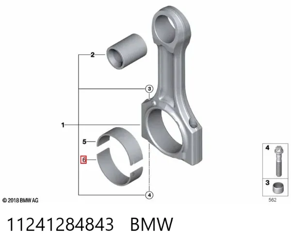 Panewki korbowodowe wału korbowego, zestaw, standardowe (STD) 11241284843 BMW