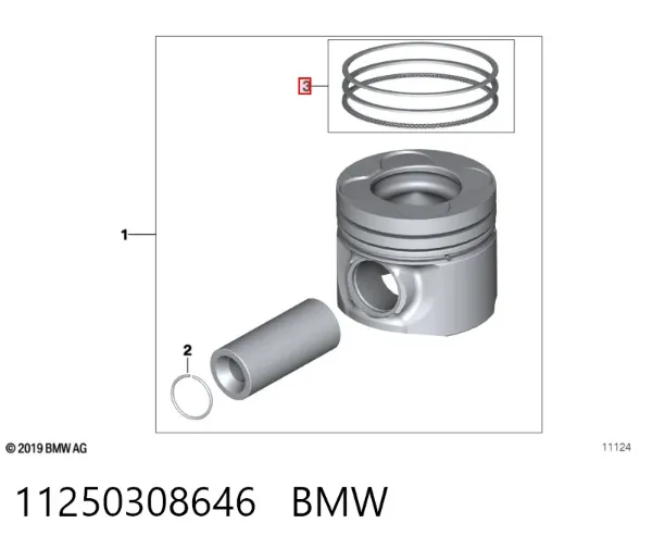 Pierścienie tłokowe na 1 cylinder, STD. 11250308646 BMW