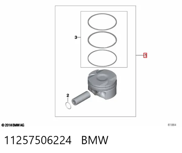 Tłok, komplet do jednego cylindru, 1. naprawa (+0,25) 11257506224 BMW