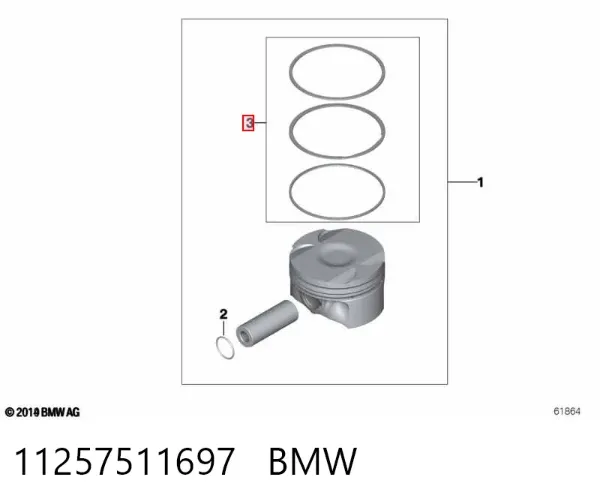 Pierścienie tłokowe na 1 cylinder, STD. 11257511697 BMW