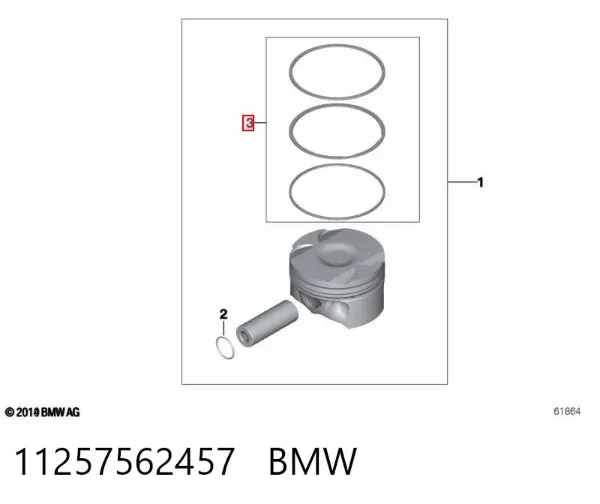 Pierścienie tłokowe na 1 cylinder, STD. 11257562457 BMW