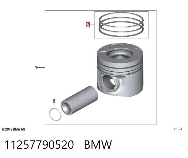 Pierścienie tłokowe na 1 cylinder, STD. 11257790520 BMW