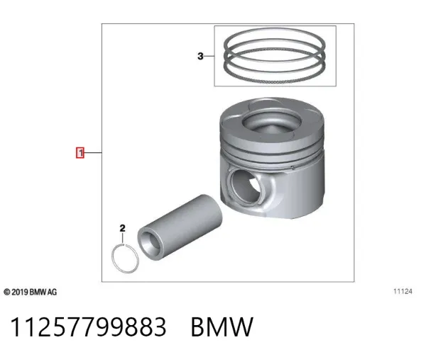 Tłok, komplet do jednego cylindru, STD 11257799883 BMW