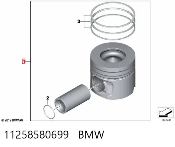 Tłok, komplet do jednego cylindru, STD 11258580699 BMW