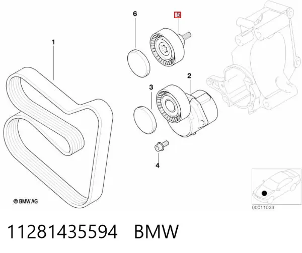 Rolka prowadząca, kierunkowa paska napędowego 11281435594 BMW