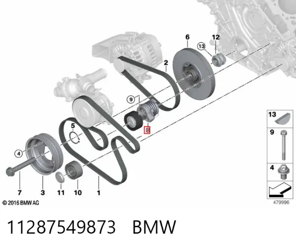 Napinacz paska napędowego 11287549873 BMW