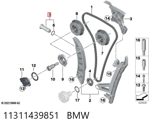 Napinacz łańcucha rozrządu 11311439851 BMW