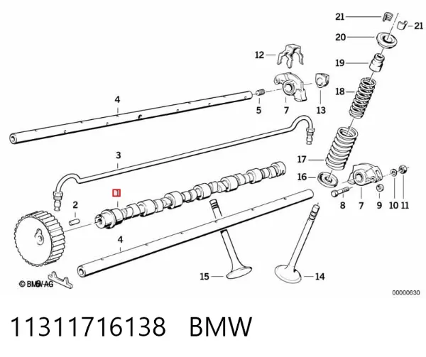 Wał rozrządu silnika 11311716138 BMW