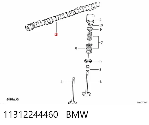 Wał rozrządu silnika 11312244460 BMW