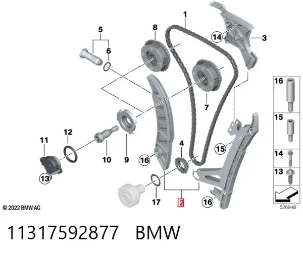 Prowadnica napinacza łańcucha rozrządu 11317592877 BMW