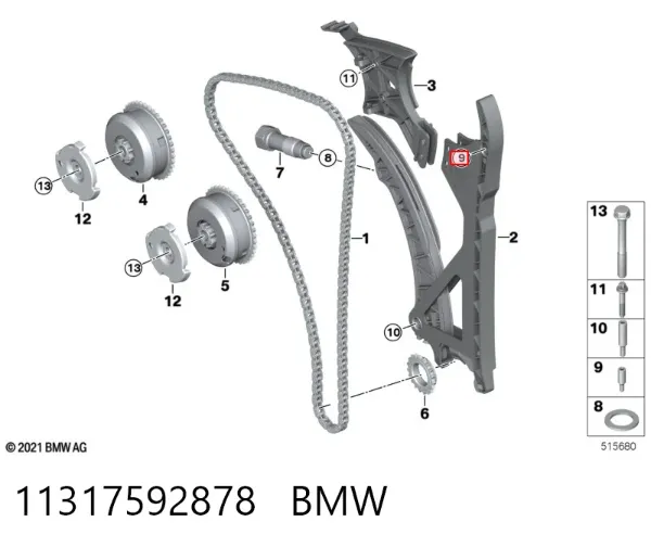 Oś napinacza paska napędowego 11317592878 BMW