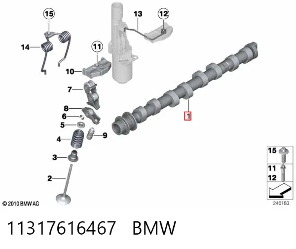 Wał rozrządu silnika ssący, dolotowy 11317616467 BMW