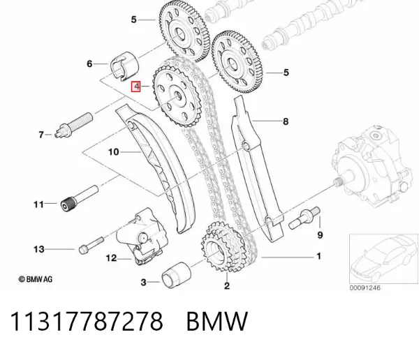 Koło zębatewalcowe wałka rozrządu silnika 11317787278 BMW