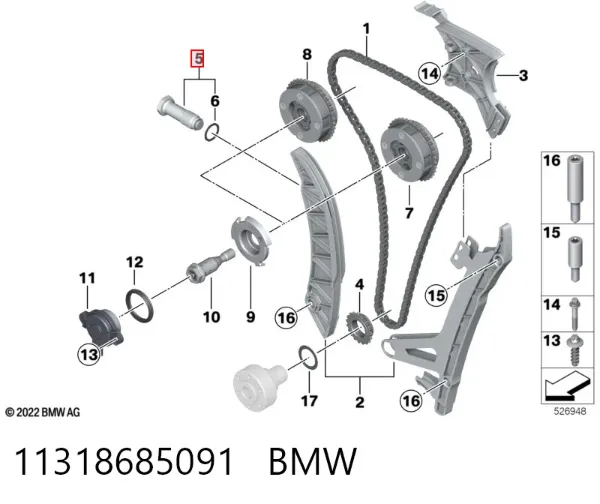 Napinacz łańcucha rozrządu 11318685091 BMW