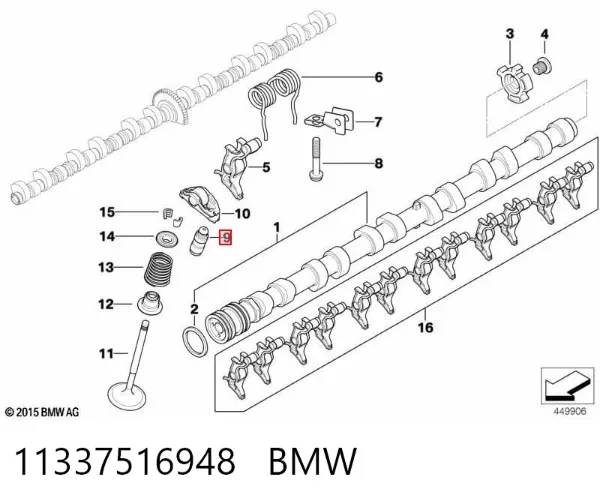 Kompensator hydrauliczny (popychacz hydrauliczny), popychacz zaworu 11337516948 BMW
