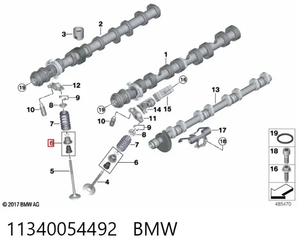 Uszczelniacz zaworu dolotowego/wylotowego, zestaw na silnik 11340054492 BMW