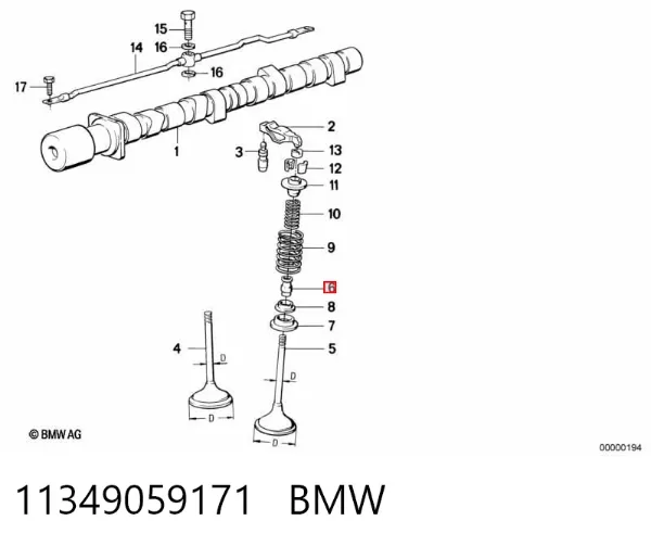 Uszczelniacz zaworu dolotowego/wylotowego, zestaw na silnik 11349059171 BMW
