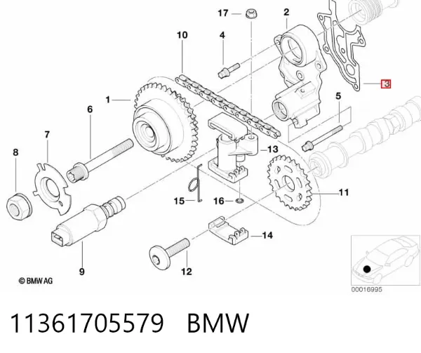 Uszczelka pokrywy przedniej silnika 11361705579 BMW