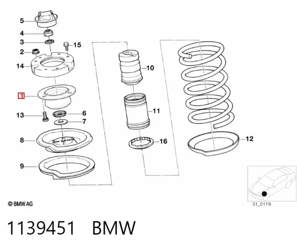Poduszka amortyzatora przedniego 1139451 BMW