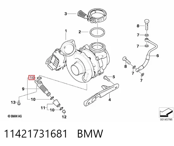 Uszczelka (pierścień) przewodu chłodzenia turbiny, powrót 11421731681 BMW