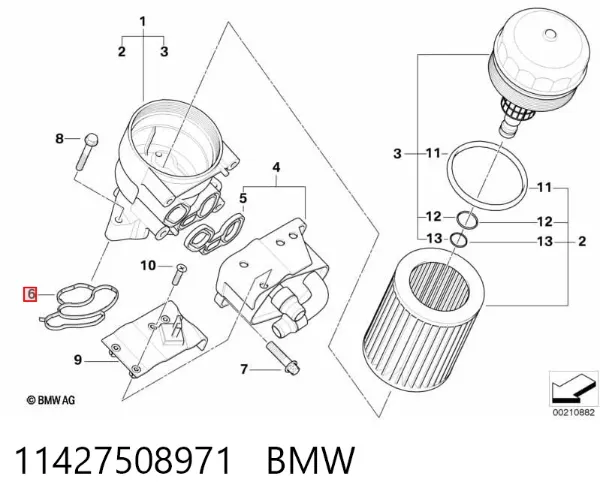 Uszczelka adaptera filtra oleju 11427508971 BMW