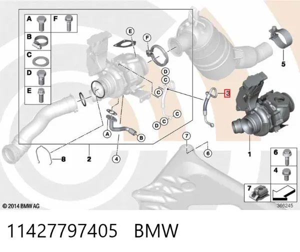 Rurka (przewód) dopływu oleju do turbiny 11427797405 BMW