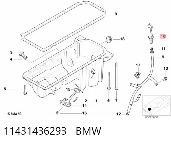 Bagnet poziomu oleju w silniku 11431436293 BMW