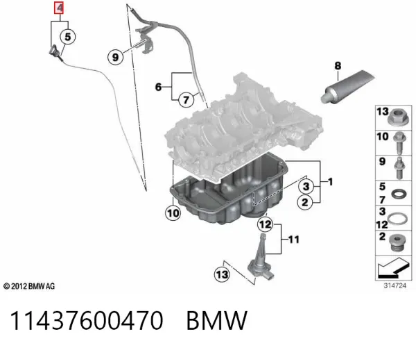Bagnet poziomu oleju w silniku 11437600470 BMW