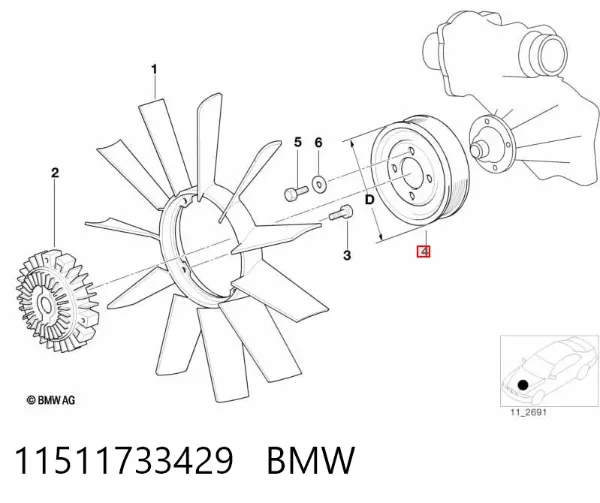 Koło pasowe pompy wodnej 11511733429 BMW