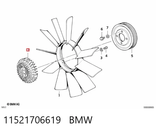 Sprzęgło wiskotyczne wentylatora chłodzenia 11521706619 BMW