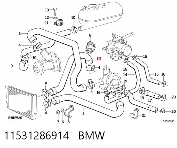 Przewód (króciec) chłodnicy górny BMW 5 E28