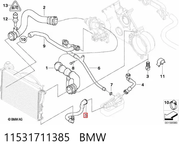 Przewód (króciec) układu chłodzenia 11531711385 BMW