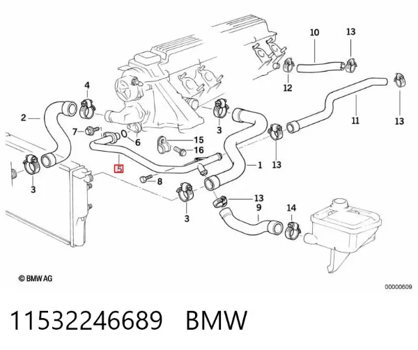 Przewód (króciec) układu chłodzenia 11532246689 BMW