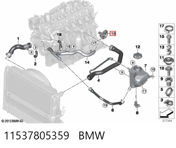Przewód (króciec) układu chłodzenia 11537805359 BMW