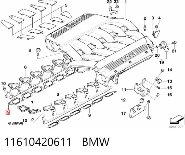 Uszczelka kolektora ssącego 11610420611 BMW